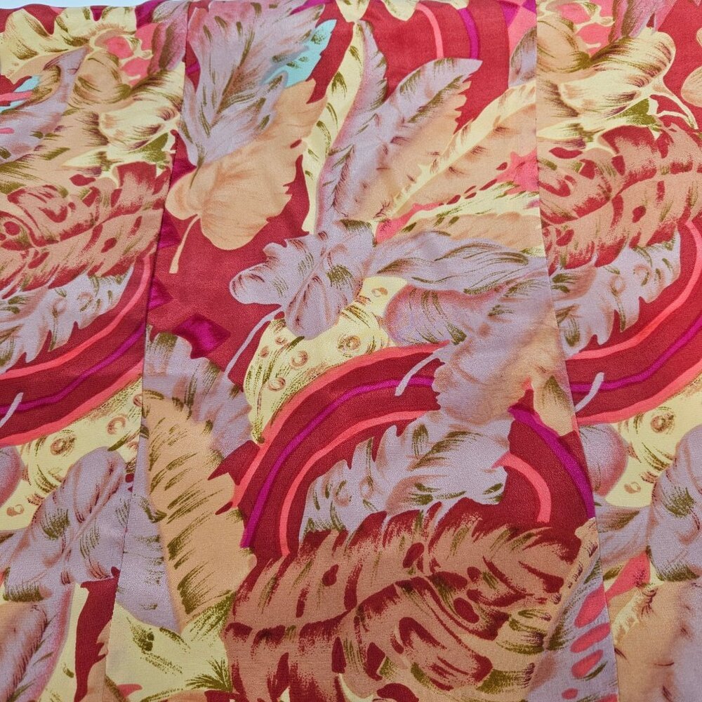 Vintage Marguerite Li Red & Orange Tropical Print Sleeveless Silk Dress Size M - Picture 8 of 8